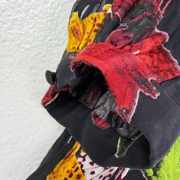 Alice & Olivia Blouse Womens Medium Black Sheila Button Up Butterflies Sheer Top - Picture 9 of 14